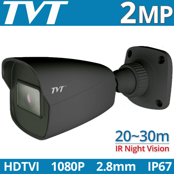 TVT TD-7421TS3(D/AR2)-D GREY (ΓΚΡΙ) 2.8mm Κάμερα Bullet HD TVI 2Mpixels 1080p 4in1 IP67, 20~30m IR Night View