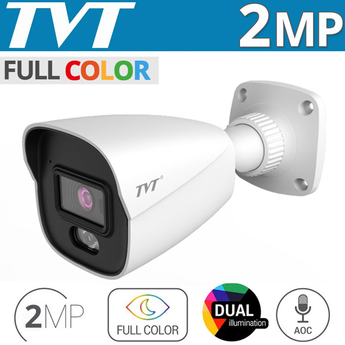 TVT TD-7421AS4 (D/AU/AW2) 2.8mm Κάμερα Bullet Dual Illumination 2Mpixels, Audio Over Coaxial, IP67, 20~30m Night View
