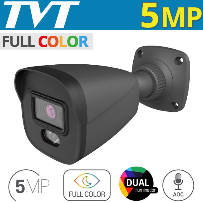 TVT TD-7451AS2-D (D/AU/AW2) 2.8mm ΓΚΡΙ Κάμερα Bullet Dual Illumination 5Mpixels, Audio Over Coaxial, IP67, 20~30m Night View