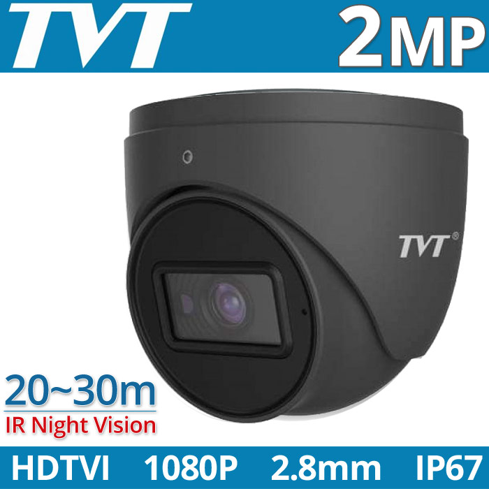 TVT TD-7524TS3(D/AR2)-D GREY (ΓΚΡΙ) 2.8mm Κάμερα Dome HD TVI 2Mpixels 1080p 4in1 IP67, 20~30m IR Night View