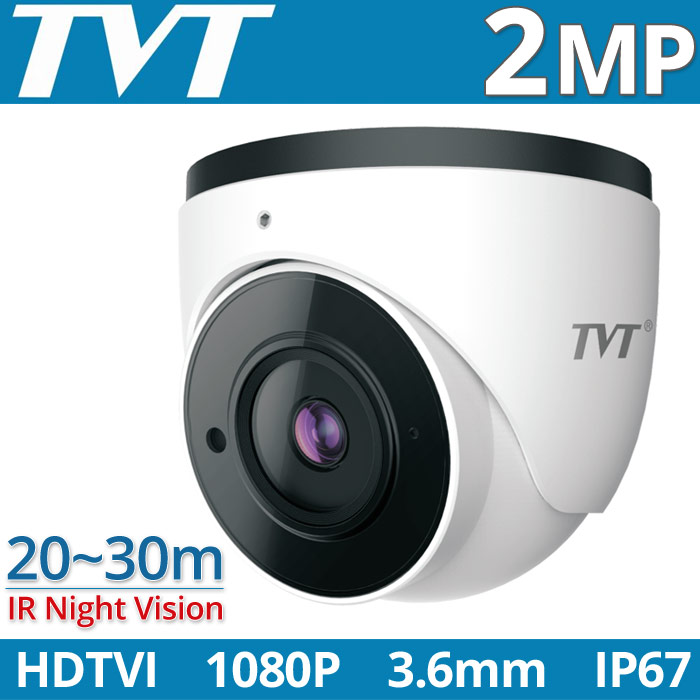 TVT TD-7524TS3(D/AR2) 3.6mm Κάμερα Dome HD TVI 2Mpixels 1080p 4in1 IP67, 20~30m IR Night View