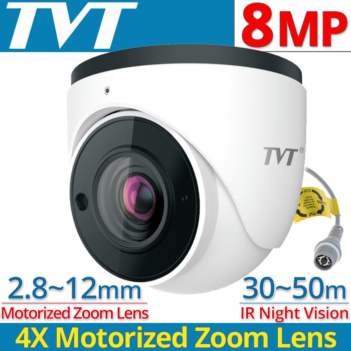 TVT TD-7585AE1(D/AZ/SW/AR3) Κάμερα 8Mpixels Motorized Zoom Lens 4X (2.8~12mm) , 4in1, IP67, 30~50m IR View