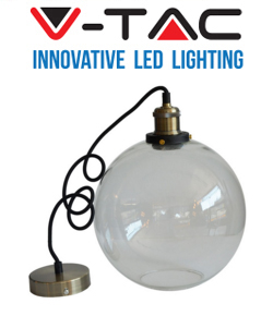 V-TAC VT-7250 TRANSPARENT Μονόφωτο φωτιστικό Οροφής E27 Γυάλινο Ø250 Διάφανο 3739