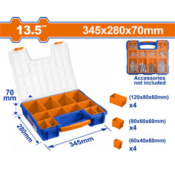 WADFOW WTB1311 Πλαστικό κουτί αποθήκευσης ταμπακιέρα 12 αφαιρουμένων θέσεων 13.5'' 