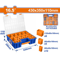 WADFOW WTB1622 Πλαστικό κουτί αποθήκευσης ταμπακιέρα 21 αφαιρουμένων θέσεων 16.5''  