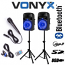 VONYX VPS152A Set 2 ηχείων με Αυτοενισχ. και Παθητ. 15" USB/ SD/ MP3/ Bluetooth, βάσεις και μικρόφωνο (σετ) 178.135