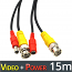 VDC-150-BC Έτοιμο καλώδιο CCTV για Εικόνα + Τροφοδοσία (BNC+DC) για κάμερες Παρακολούθησης, μήκους 15 μέτρων