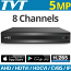 TVT TD-2108NS-HC-H H.265 Πενταυβριδικό Καταγραφικό DVR 8 καμερών H.265 5Mpixels Lite TVI/AHD/CVI/IP/CVBS