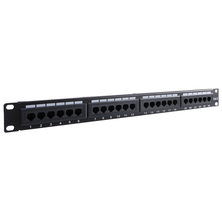 GOOBAY 93866 Patch panel κατηγορίας CAT 6 UTP 24 θυρών χωρίς Σφιγκτήρες σε Μαύρο