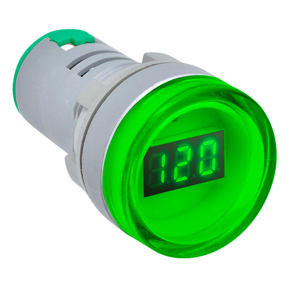 AD101-22VM GREEN Ψηφιακό βολτόμετρο 20 - 500V AC Φ22mm σε Πράσινο (12.3.39)