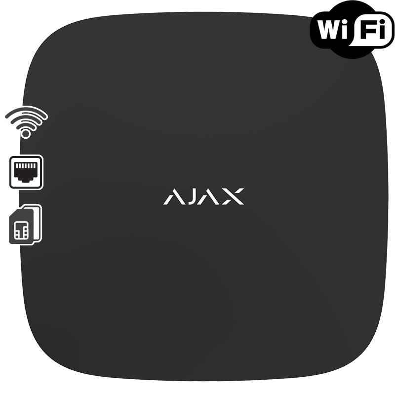 AJAX HUB PLUS BLACK - Ασύρματη Κεντρική Μονάδα με Wi-Fi, 3G (Dual SIM) και Ethernet, σε Μαύρο χρώμα (11790.01.BL1)