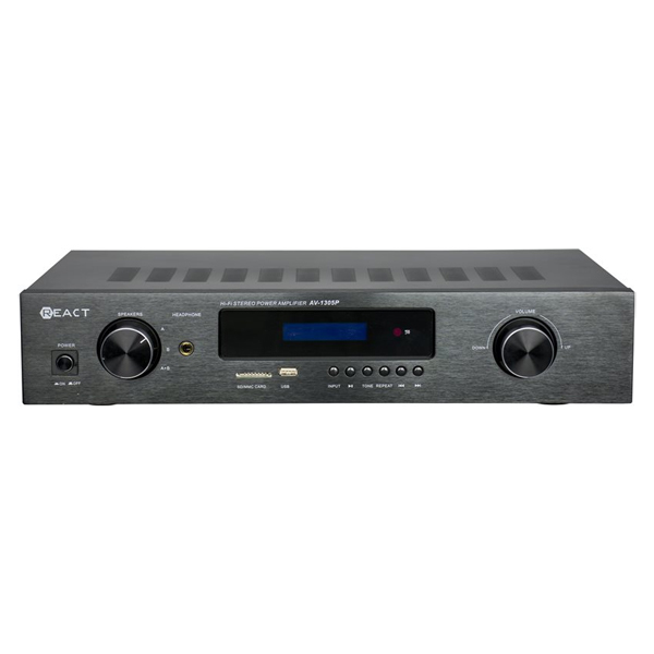 REACT AV-1305P BLACK Στερεοφωνικός Ενισχυτής USB/SD/MP3/FM με 4 Εξόδους A/B και είσοδο PHONO