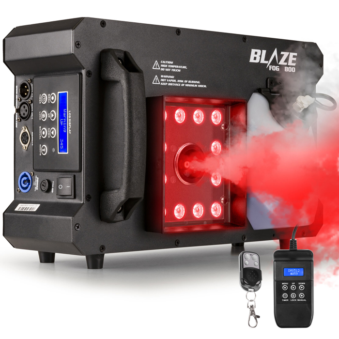 BEAMZ BLAZE800 Επαγγελματική Μηχανή Καπνού 800 Watt με 12 x 4W LED με DMX και 2x Χειριστήρια 160.538