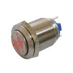 0059 HBGQ19 R Μεταλλική Σειρήνα Buzzer Πίνακος 2P στρογγυλό Φ19mm με λυχνία LED 12V DC Κόκκινο