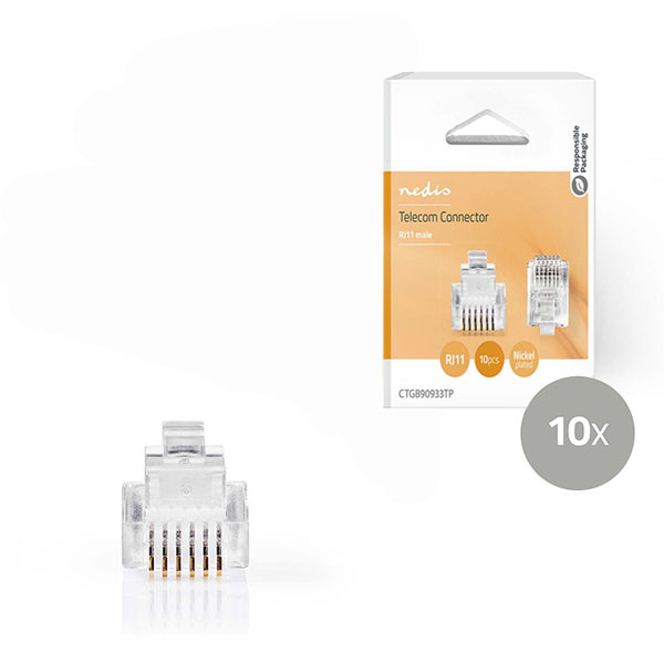 NEDIS CTGB90933TP Βύσματα RJ11 Αρσενικά 6x6 σετ 10τμχ 