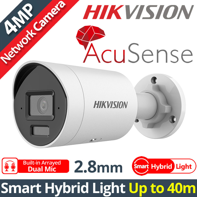 HIKVISION DS-2CD2043G2-LI2U 2.8mm Ενσύρματη IP κάμερα ACUSENCE 2nd Gen. 4Mpixels, Smart-Hybrid Light 40m, Poe, Dual Mic