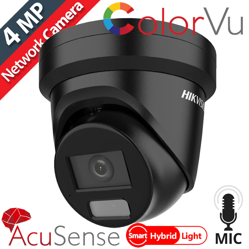 HIKVISION DS-2CD2347G2H-LIU(eF) 2.8mm BLACK - Ενσύρματη IP Κάμερα 4MP Smart Hybrid Light ColorVu, AcuSence, Mic, 30m, Η.265+ PoE microSD