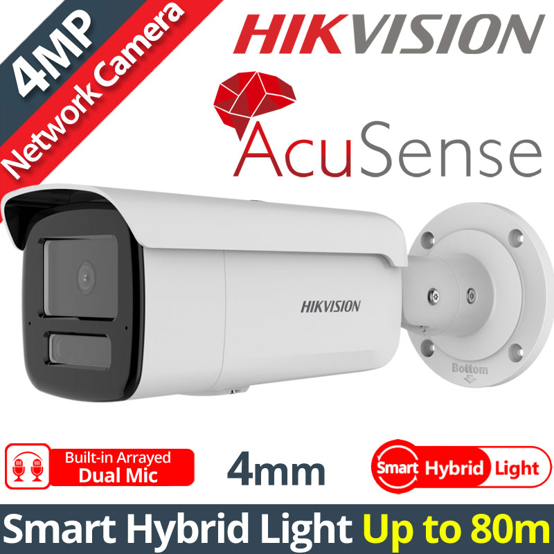 HIKVISION DS-2CD2T43G2-4LI2U 4mm Ενσύρματη IP κάμερα ACUSENCE 2nd Gen. 4Mpixels, Smart-Hybrid Light 80m, Poe, Dual Mic