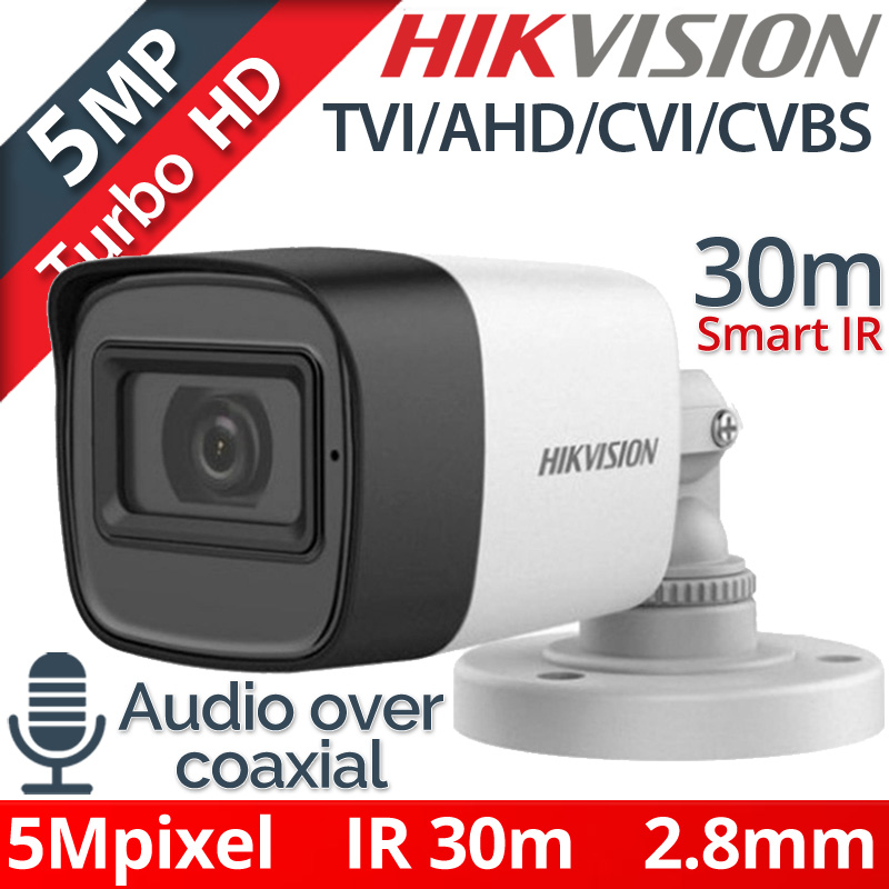 HikVision DS-2CE16H0T-ITFS 2.8mm 5Mpixels Audio Over Coaxial, IR 30μ., IP67, 4in1
