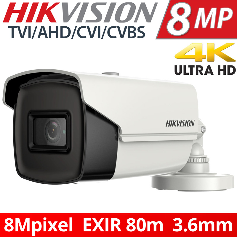 HIKVISION DS-2CE16U1T-IT5F 3.6mm 8Mpixels Bullet TURBOHD HDTVI 4K UltraHD EXIR 80μ. IP67