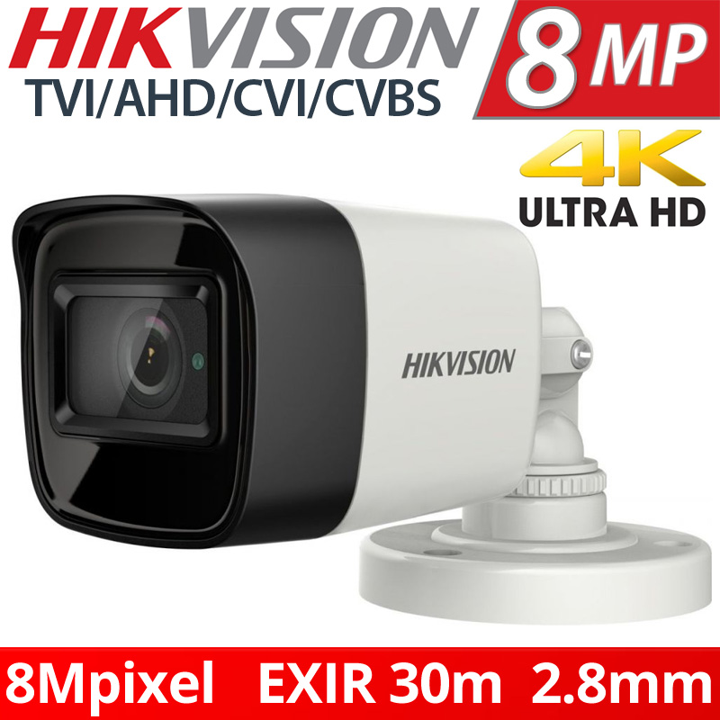 HIKVISION DS-2CE16U1T-ITF 2.8mm 8Mpixels Bullet TURBOHD HDTVI 4K UltraHD EXIR 30μ. IP67