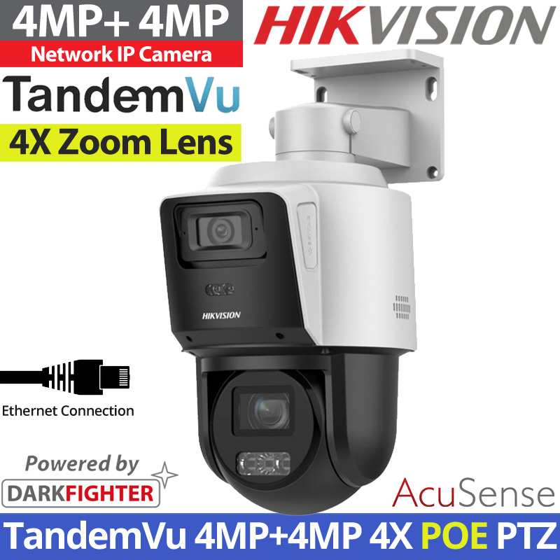 HIKVISION DS-2SE3C404MWG-E/14 2.8mm TandemVu Διπλή Ενσύρματη PTZ IP κάμερα 4MP+4MP, 4X Optical Zoom, Dual Light, microSD, Mic, Speaker