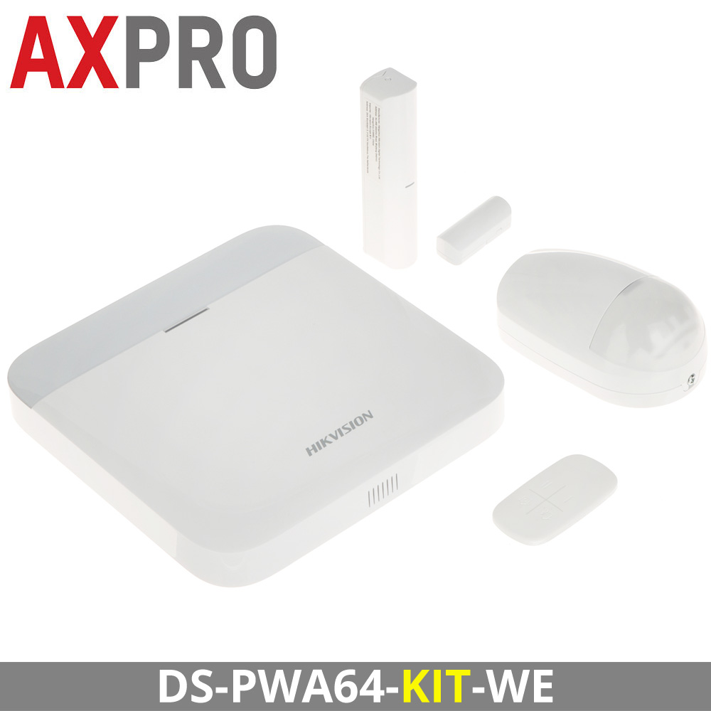 Hikvision DS-PWA64-KIT-WE - ΚΙΤ Ασύρματου Συναγερμού AX PRO 64 Ζωνών με Κέντρο, Ασύρματο ανιχνευτή, Ασύρματη Μαγνητική και Τηλεχειριστήριο