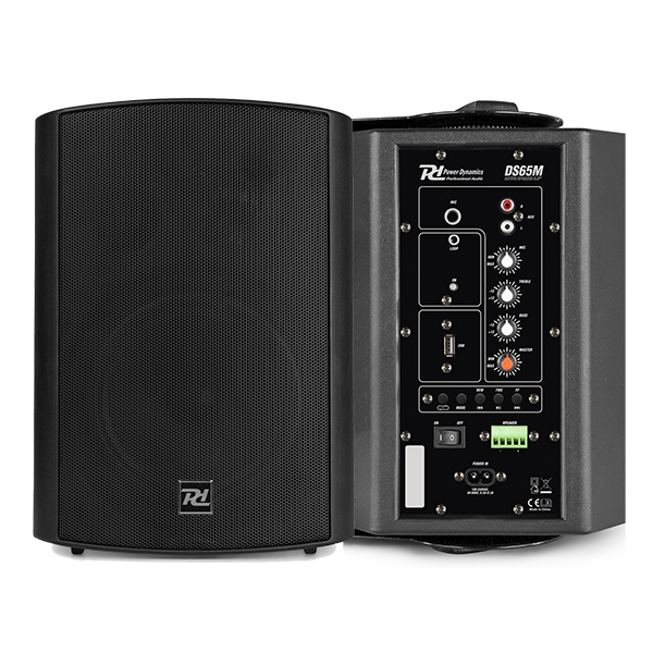 POWER DYNAMICS DS65MB Ζεύγος Αυτοενισχυόμενων ηχείων 6.5" 125W Bluetooth, Aux, Mic, USB/MP3 Μαυρο 100.063