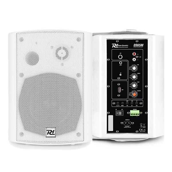 POWER DYNAMICS DS65MW Ζεύγος Αυτοενισχυόμενων ηχείων 6.5" 125W Bluetooth, Aux, Mic, USB/MP3 Λευκό 100.064