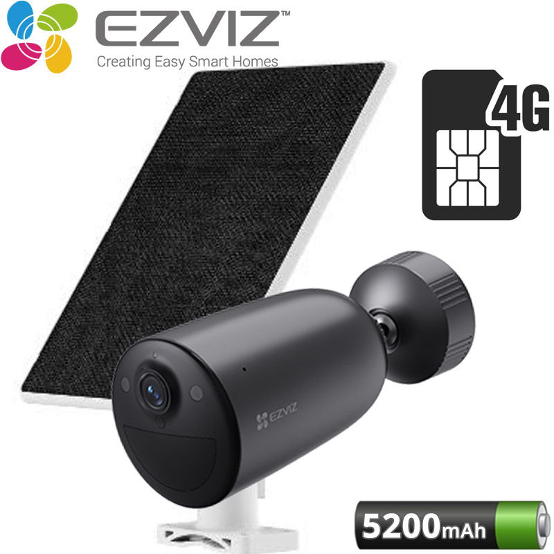EZVIZ EB3 4G Kit (CS-EB3/SP) Ασύρματη Αδιάβροχη 4G Κάμερα 3MP(2K) με Μπαταρία 5200mAh και Ηλιακό Πάνελ 5W