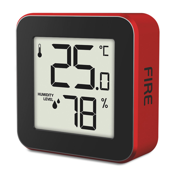 LIFE ALU MINI FIRE Ψηφιακό Θερμόμετρο  - Υγρόμετρο εσωτερικού χώρου με πλαίσιο Αλουμινίου - Κόκκινο