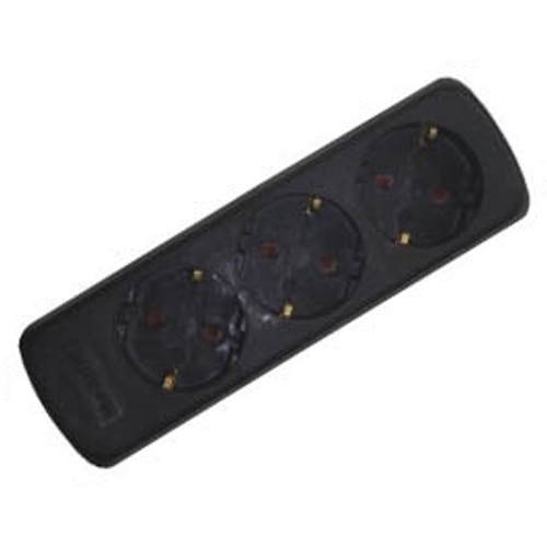 OEM GES-035 BLACK Πολύπριζο Σούκο 3 θέσεων χωρίς καλώδιο σε Μαύρο