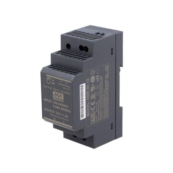 MeanWell HDR-30-12 Τροφοδοτικό Ράγας Ultra Slim 24W/12V/2A 