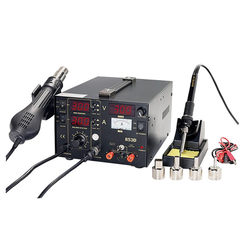 YH-853D Σταθμός Κόλλησης και Θερμού Αέρα με ενσωματωμένο τροφοδοτικό εξόδου 0-15V DC 1A