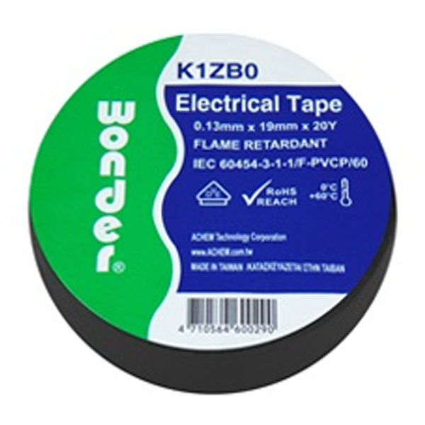 WONDER BLACK K1ZB0 Μονωτική ταινία 19mm x 18m PVC Μαύρο χρώμα