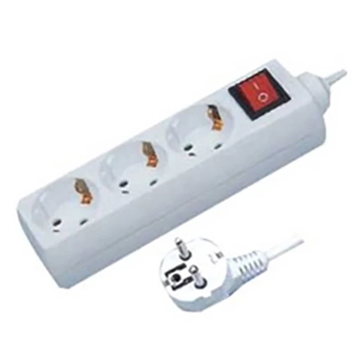 OEM KF-03K Πολύπριζο Σούκο 3 θέσεων με διακόπτη και καλώδιο 3x1 1.5m Λευκό G03MK BNG