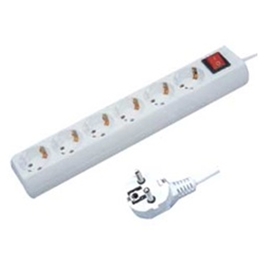 OEM KF-06K Πολύπριζο Σούκο 6 θέσεων με διακόπτη και καλώδιο 3x1 1.5m Λευκό G06MK BNG