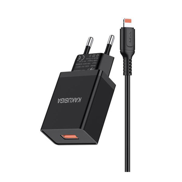 KAKUSIGA KSC-931/BLACK/LT Universal Φορτιστής με Θύρα USB-A 5V 2.4A Και Καλώδιο USB-A /LIGHTNING   