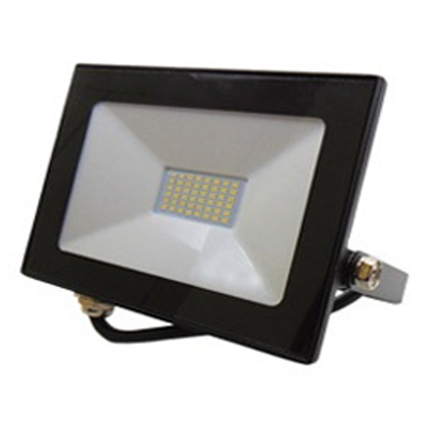 LED ON 1275 QY-2504 Προβολέας LED SUPERSLIM ισχύος 50 Watt με ψυχρό φωτισμό 6500Κ σε Μαύρο