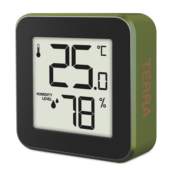 LIFE ALU MINI TERRA Ψηφιακό Θερμόμετρο  - Υγρόμετρο εσωτερικού χώρου με πλαίσιο Αλουμινίου - Πράσινο