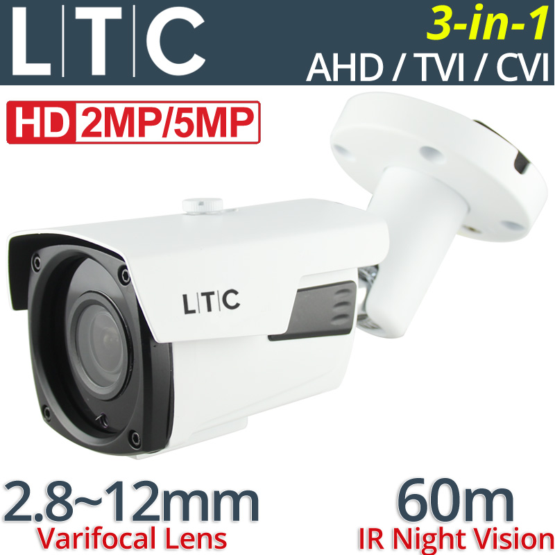 LTC LBVF-856WFL (3in1) Κάμερα Bullet Varifocal 2.8~12mm, 2-5Mpixels, 3-σε-1 (AHD/TVI/CVI), IR 60m, IP67