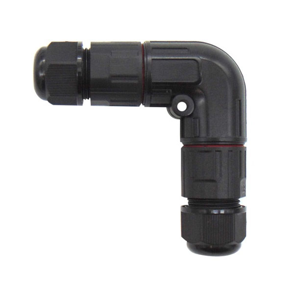 M16A L-TYPE BLK Αδιάβροχος Σύνδεσμος Καλωδίων 3P 1.5mm² Τροφοδοσίας IP68 με Βιδωτή Κλέμμα και Λάστιχο