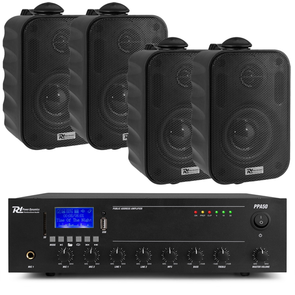 SET-PA AUDIO 54 POWER DYNAMICS Σετ 100V με ενισχυτή PPA50 50 Watt και 4x Ηχεία 3" BC30V B