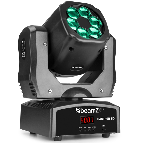 BEAMZ Panther 80 LED Moving head 6x 12W CREE RGBW, DMX, με περιστρεφόμενους φακούς (150.440)