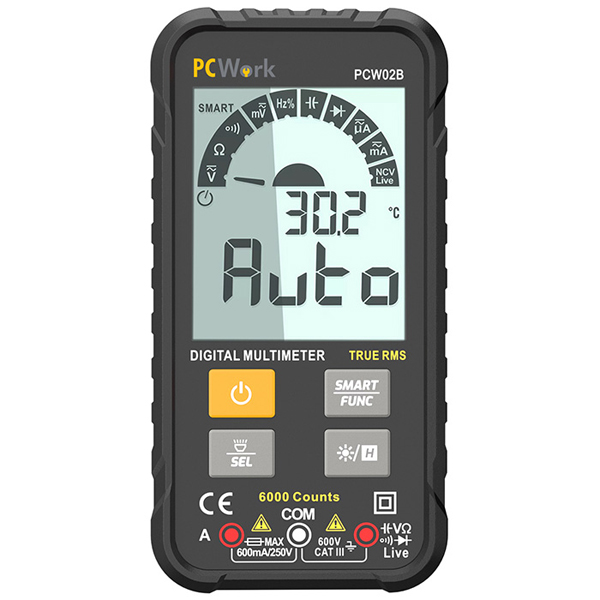 PCWork PCW02B Ψηφιακό Πολύμετρο με True RMS, NCV και Αυτόματη κλίμακα