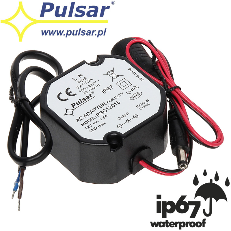 PULSAR PSC12015 Επιτραπέζιο Αδιάβροχο IP67 Τροφοδοτικό Switching 12VDC 1.5A 