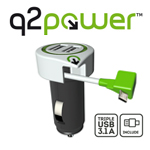 Q2 POWER 3.100110 Φορτιστής USB Αυτοκινήτου με 2 εξόδους και αναδιπλούμενο καλώδιο microUSB 3100mAh