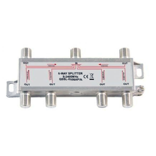 JAGER QSPL6 Διακλαδωτής TV-SAT 6 εξόδων (5 - 2400 MHz) με φις F και dc pass    