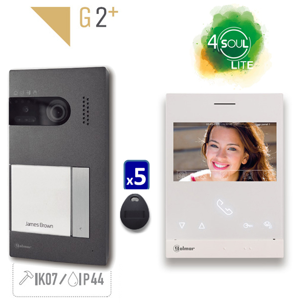 GOLMAR S5110/ART 4 Kit Soul 4.3'' Hands-free Αφής για 1 Διαμέρισμα με 2 καλώδια G2+ με Μνήμη, Ώρα, RFID