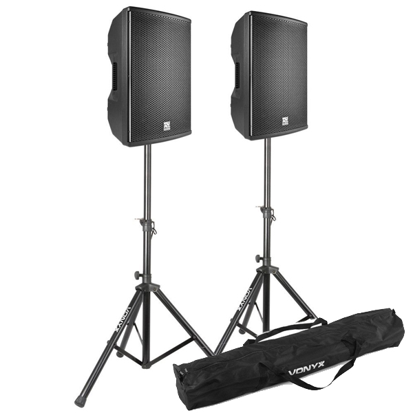 SET-DJ AUDIO 61 Επαγγελματικό Σετ Αυτοενισχυόμενα 2x POWER DYNAMICS PD410A + Βάσεις + Τσάντα